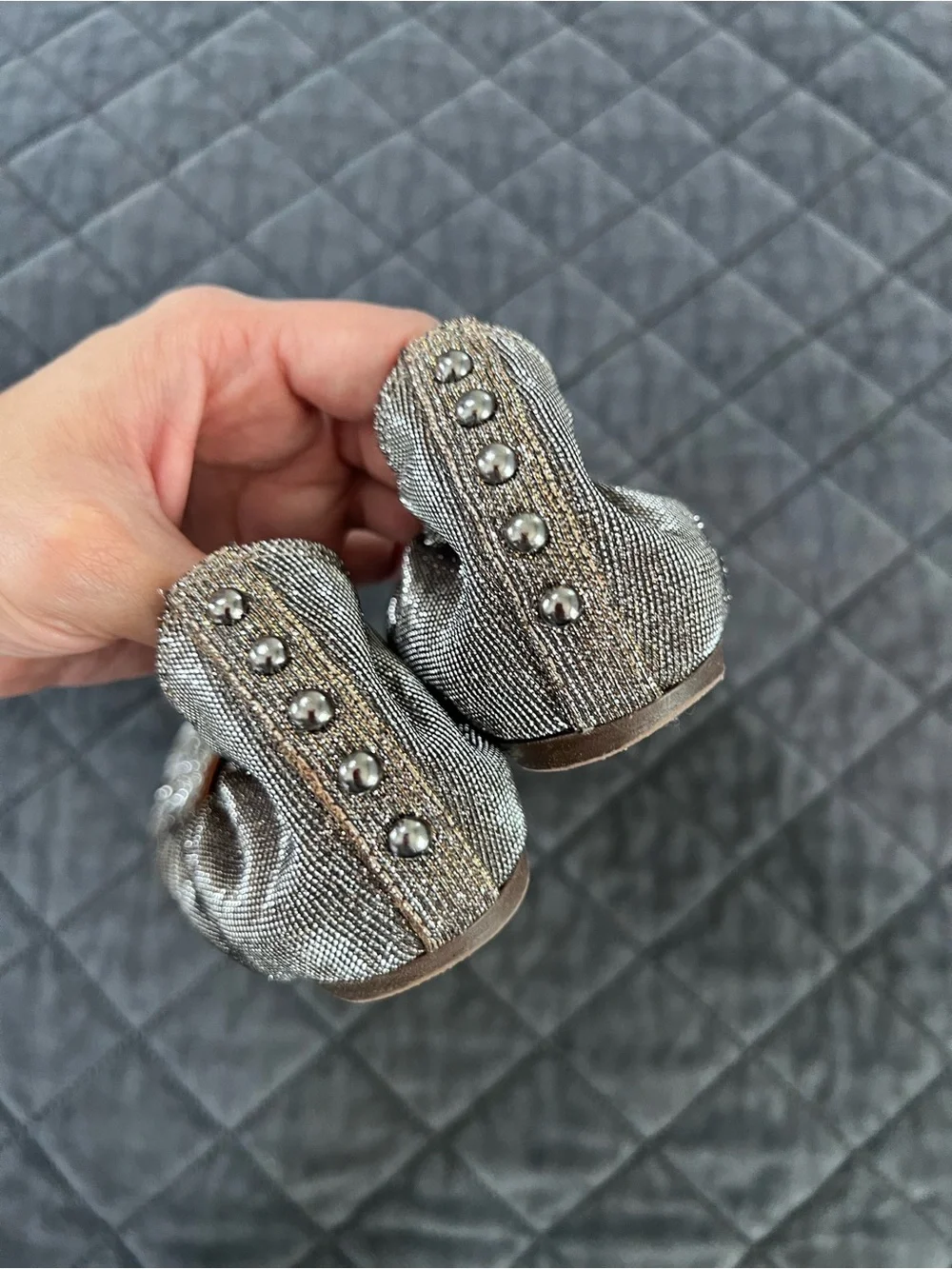 Lanvin Ballet Flats Women’s Size 6 Metallic Silver Sparkle Parisian Shoes